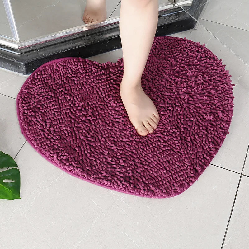 Tappetini Da Bagno Con Cuore In Ciniglia Antiscivolo Assorbente Set Da Bagno Di Lusso Spedizione Gratuita Per Casa