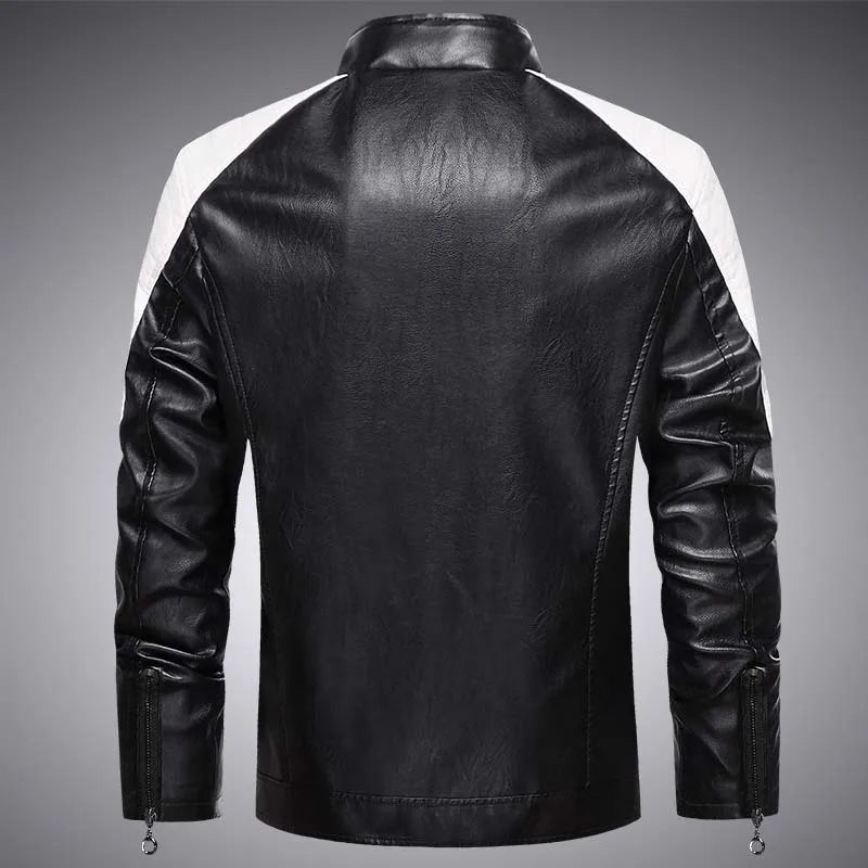 Giacca Da Moto Da Uomo Nera Casual Con Colletto Rialzato Cerniera Maniche Lunghe Tasche Multiple Poliestere Confortevole