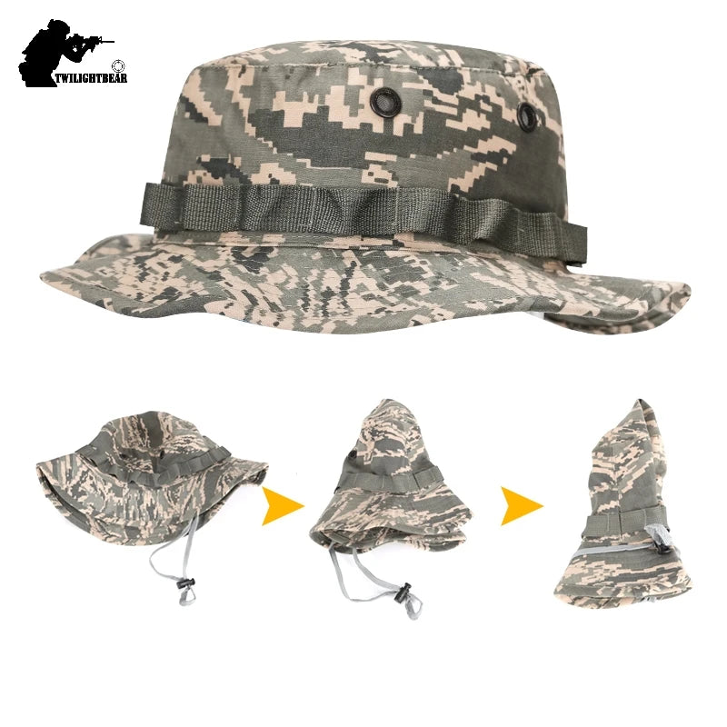 Cappello Boonie Da Pescatore Camouflage All Aperto Protezione Solare Per Esterni Caccia Escursionismo Arrampicata AF056
