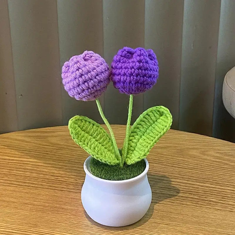 Fiore In Vaso Fai Da Te Rosa Mini Tessuti A Mano Per Scrivania Ufficio Decorazione Casa Filo Di Lana
