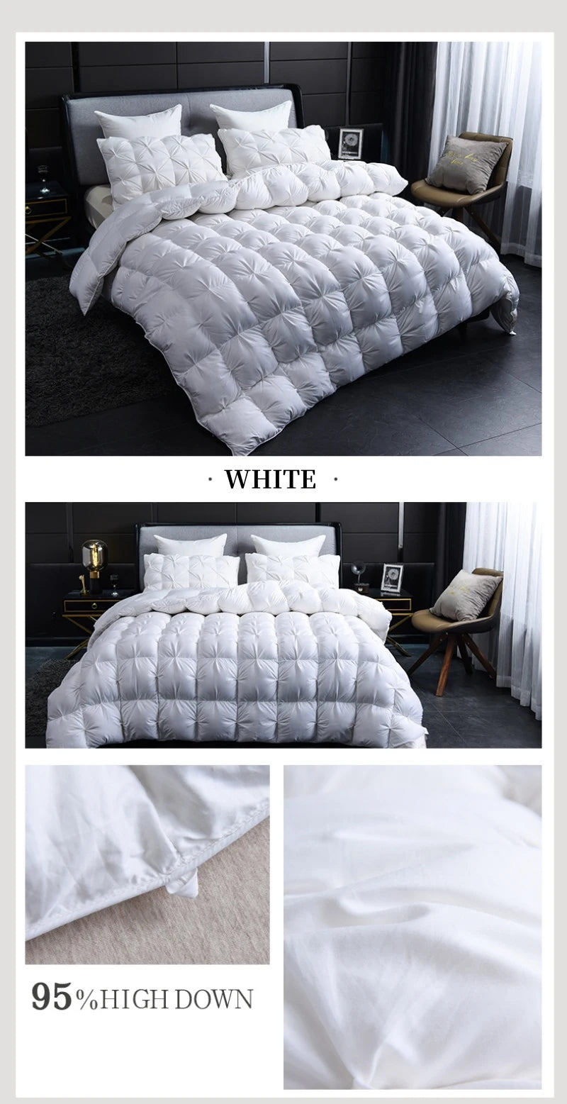 Piumino In Piuma Oca Bianca Caldo Inverno Spesso 3D Imbottitura Coperta Trapunta Letto Singolo Doppia