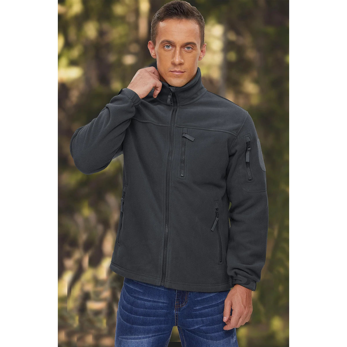 Tacvasen Giacca In Pile Da Uomo Caldo Antivento Con Cerniera Completa Tasche Zip Per Trekking E Lavoro All Esterno