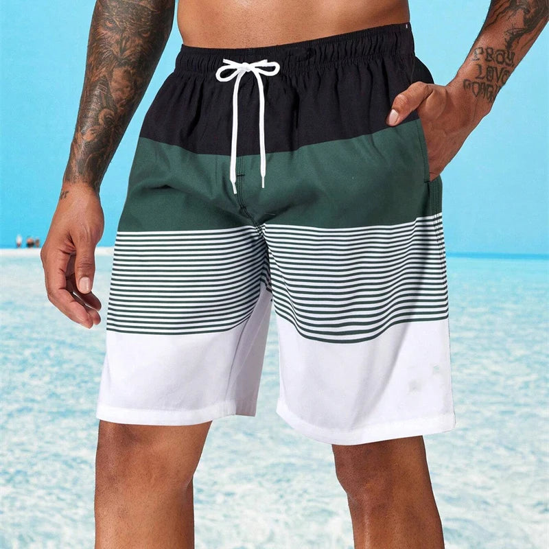 Pantaloncini Da Spiaggia Da Uomo A Righe Classiche Casual Sportivi Largi Traspiranti Ad Asciugatura Rapida Estivi Nuovi