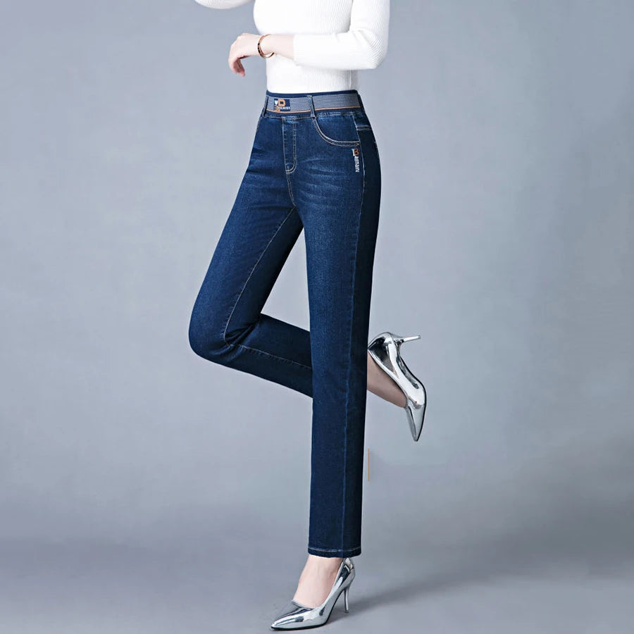Jeans Da Donna Vita Alta Elastico Skinny Denim Retro Stretch Taglia 36 In Stile Coreano Elegante