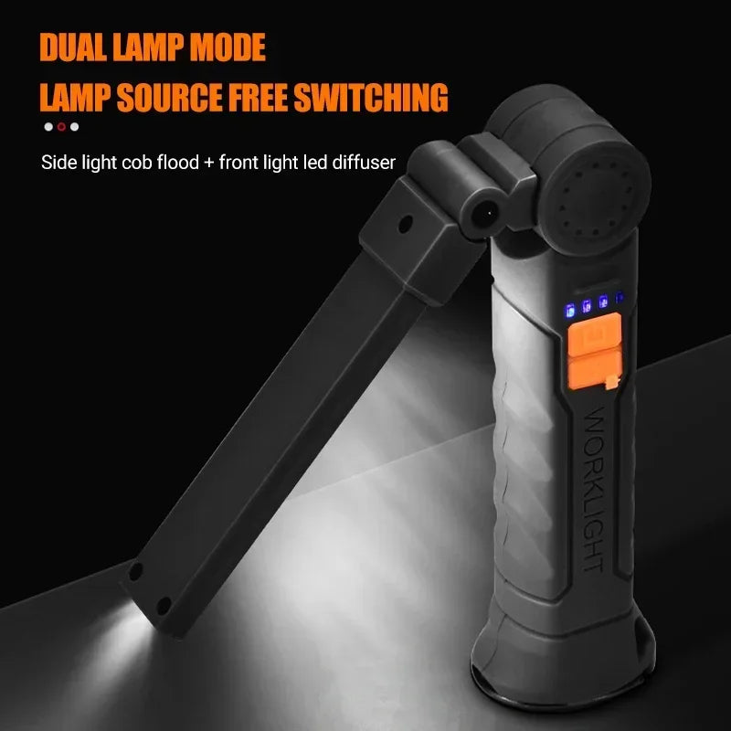 Torcia Portatile A LED COB Ricaricabile USB Lanterna Magnetica Con Batteria Incorporata Per Campeggio E Lavoro