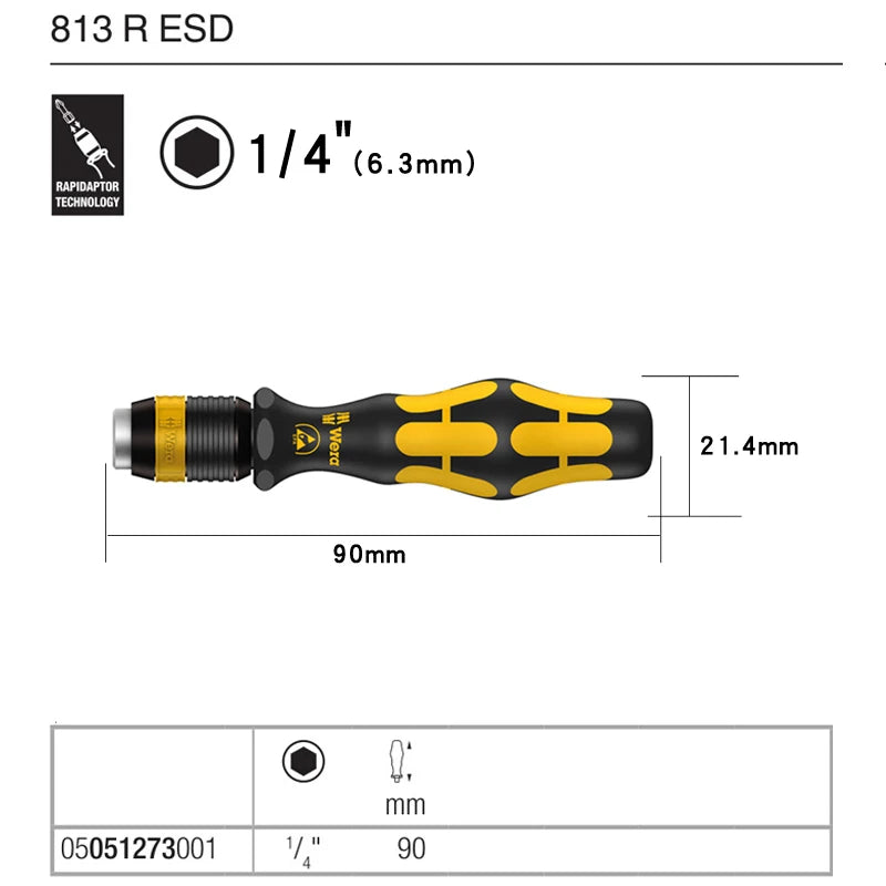 Wera Cacciavite Portapunte Con Impugnatura A Sgancio Rapido Per Utensili Manuali Modelli 813 813R 816R 816RA ESD