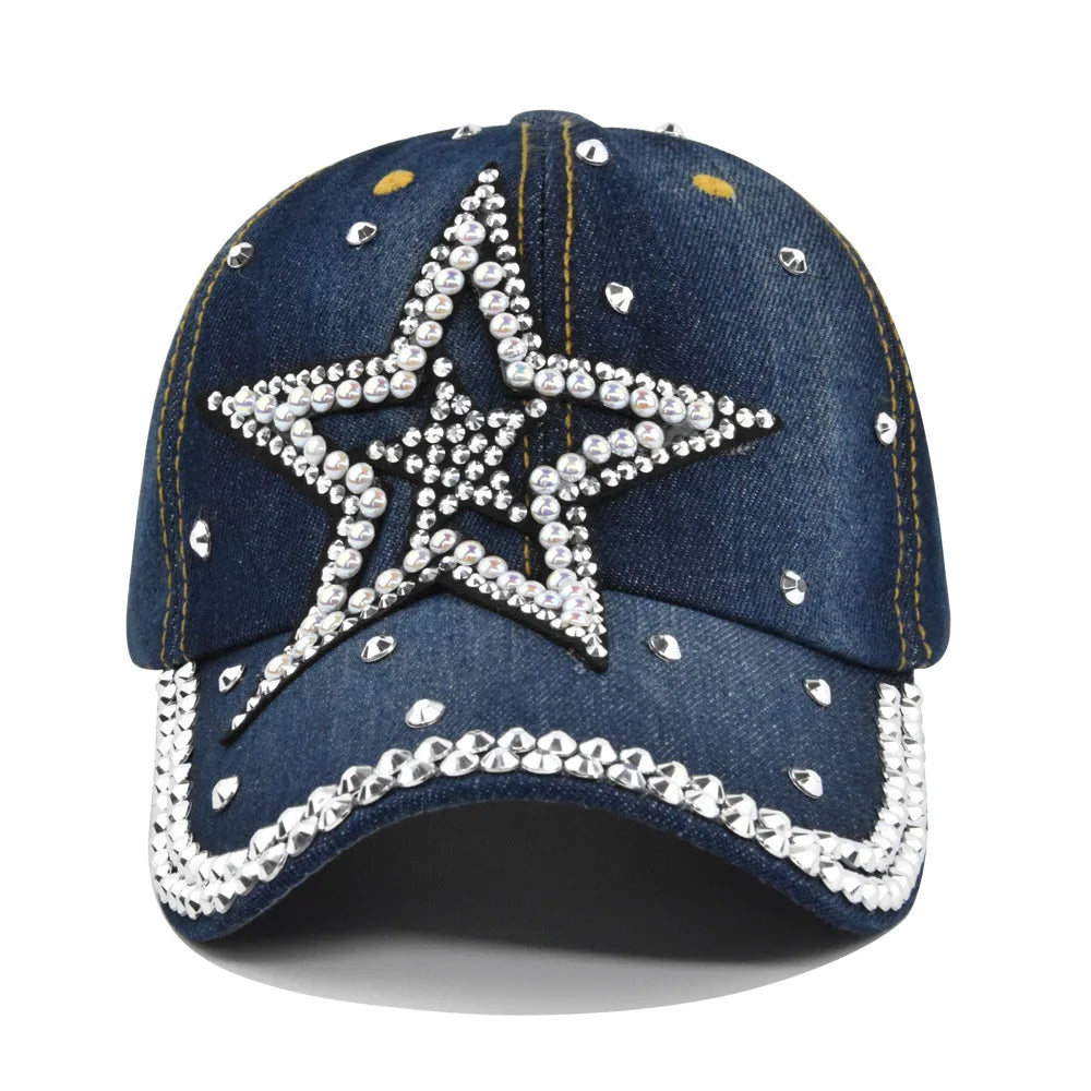 Cappellino Da Baseball Con Diamanti Y2K Motivo Stelle Regolabile Chiusura Posteriore Unisex Design Casual Moda Quotidiana