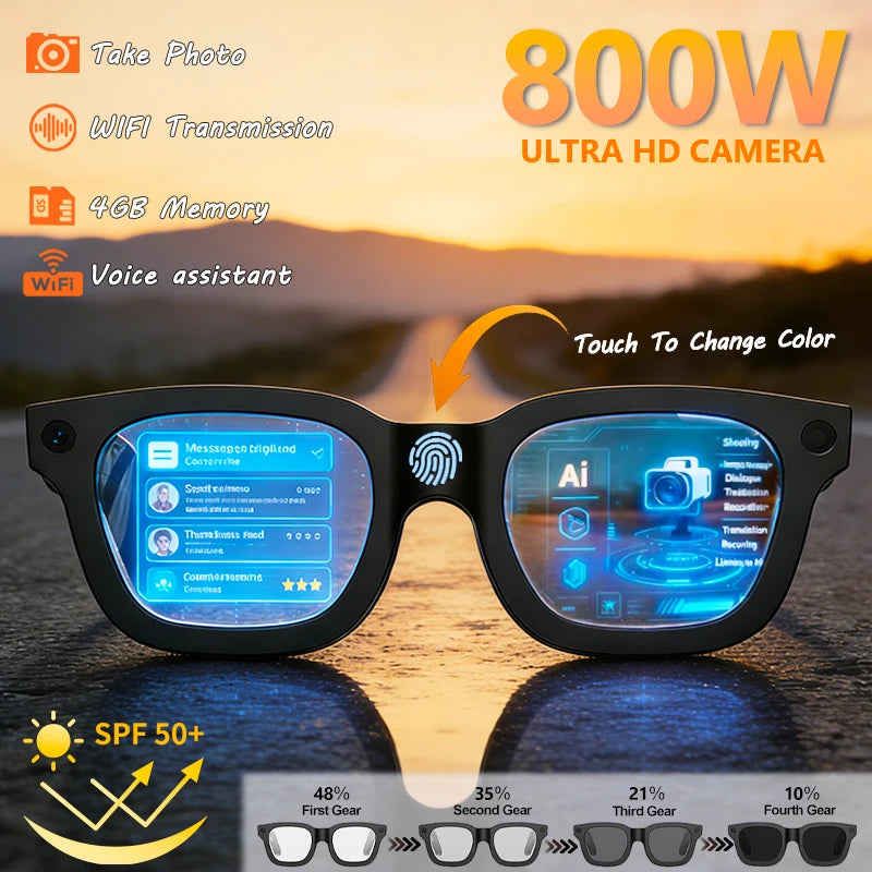Occhiali Intelligenti Con Fotocamera 32 GB Bluetooth Chiamata Musica Traduzione Lenti Fotocromatiche Touch Multifunzione