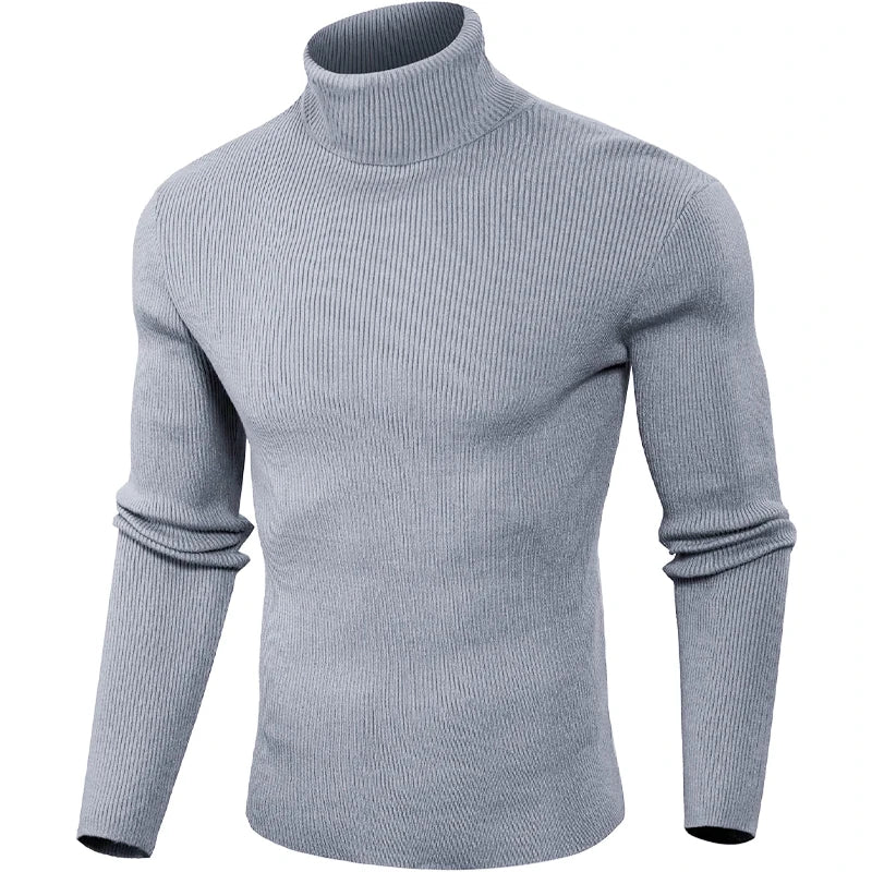 Dolcevita Di Lana Rigata Da Uomo Caldo Pullover In Maglia Casual Senza Cappuccio