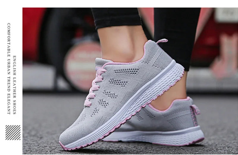 Scarpe Casual Traspiranti Da Donna Walking Mesh In Nylon Tessuto Calzature Femminili Leggere