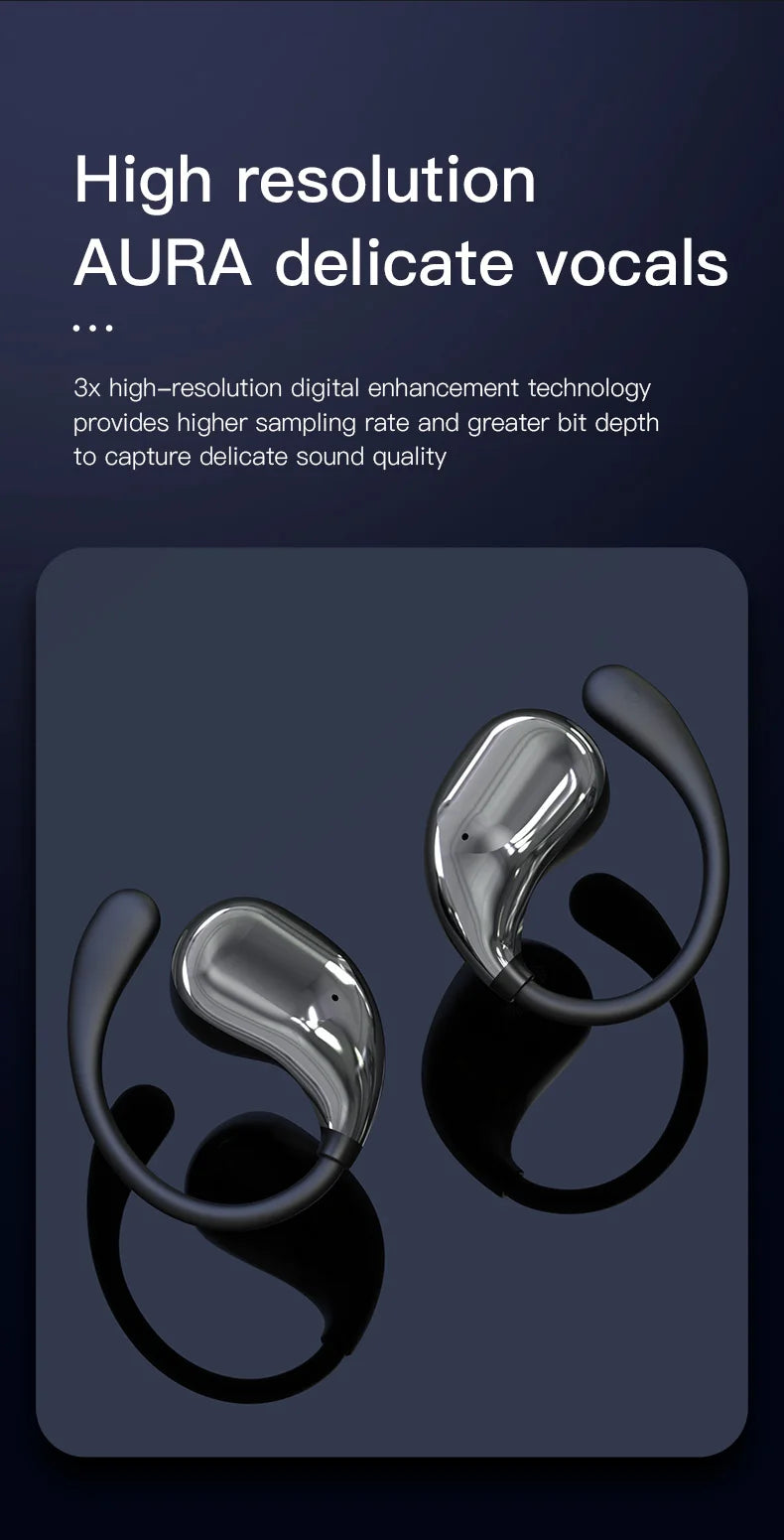 Cuffie Wireless Bluetooth Con Gancio Per L Orecchio Auricolari Stereo Impermeabili Display LED Controllo Touch