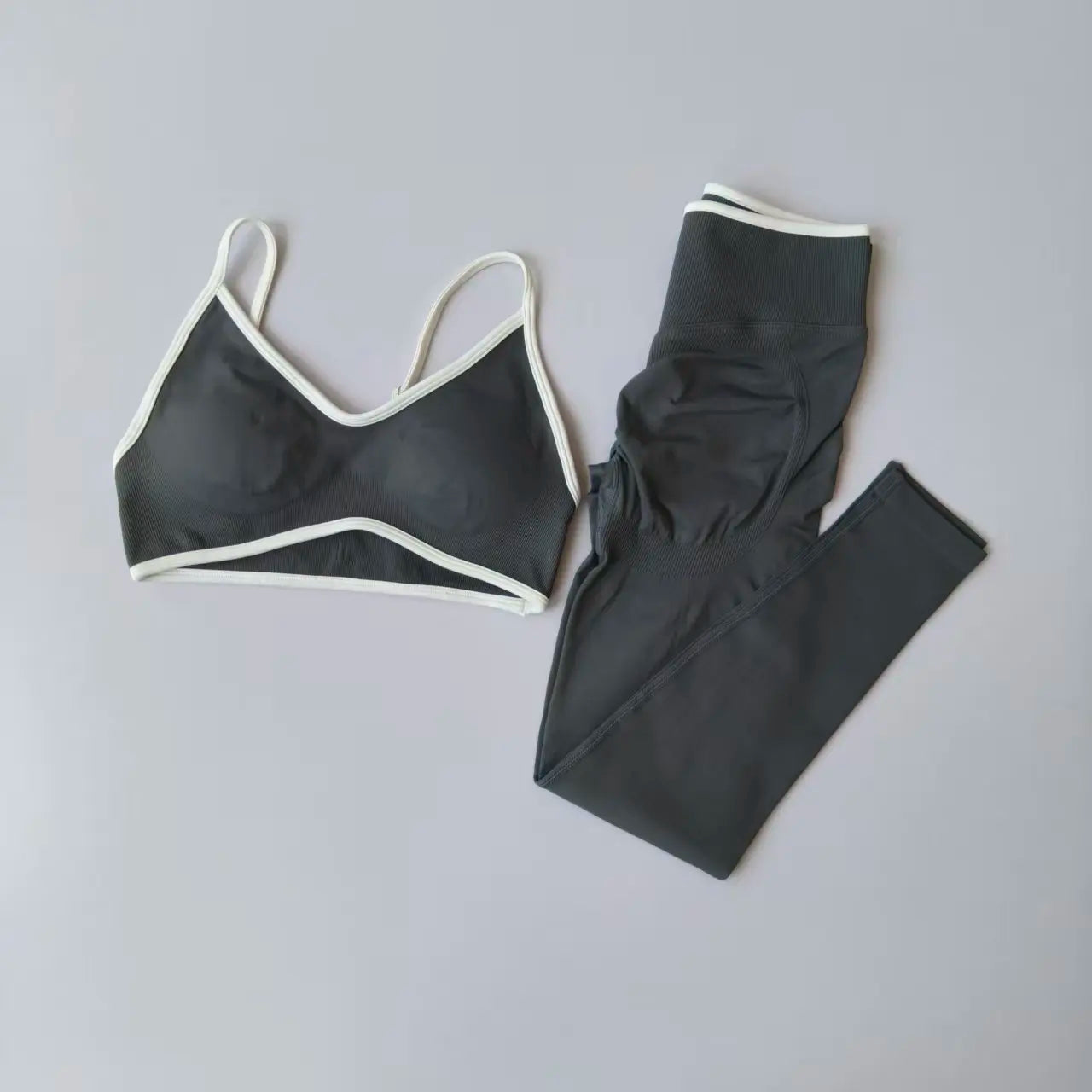 Set Da Allenamento Donna In Due Pezzi Leggings Senza Cuciture Vita Alta E Reggiseni Sportivi Con Spalline