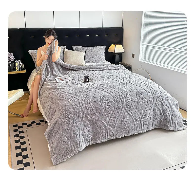Coperta Stampata Floreale 3D In Stile Europeo Pile Di Corallo Spesso Per Inverno Calda Trapunta Facile Da Mantenere