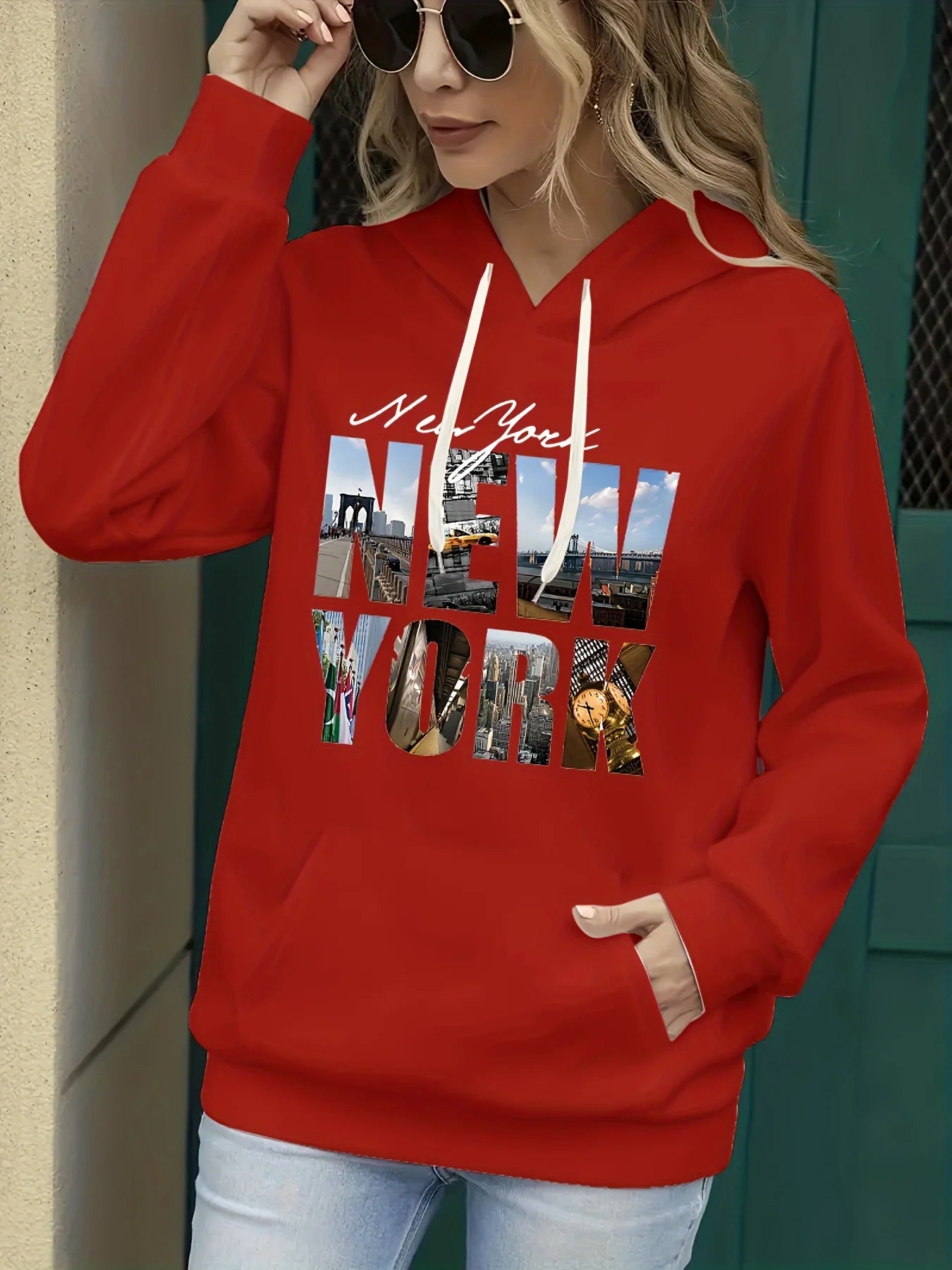 Felpa Donna Autunno Inverno Calda Ampia Casuale Con Cappuccio Maniche Lunghe In Pelle Scamosciata Stampata