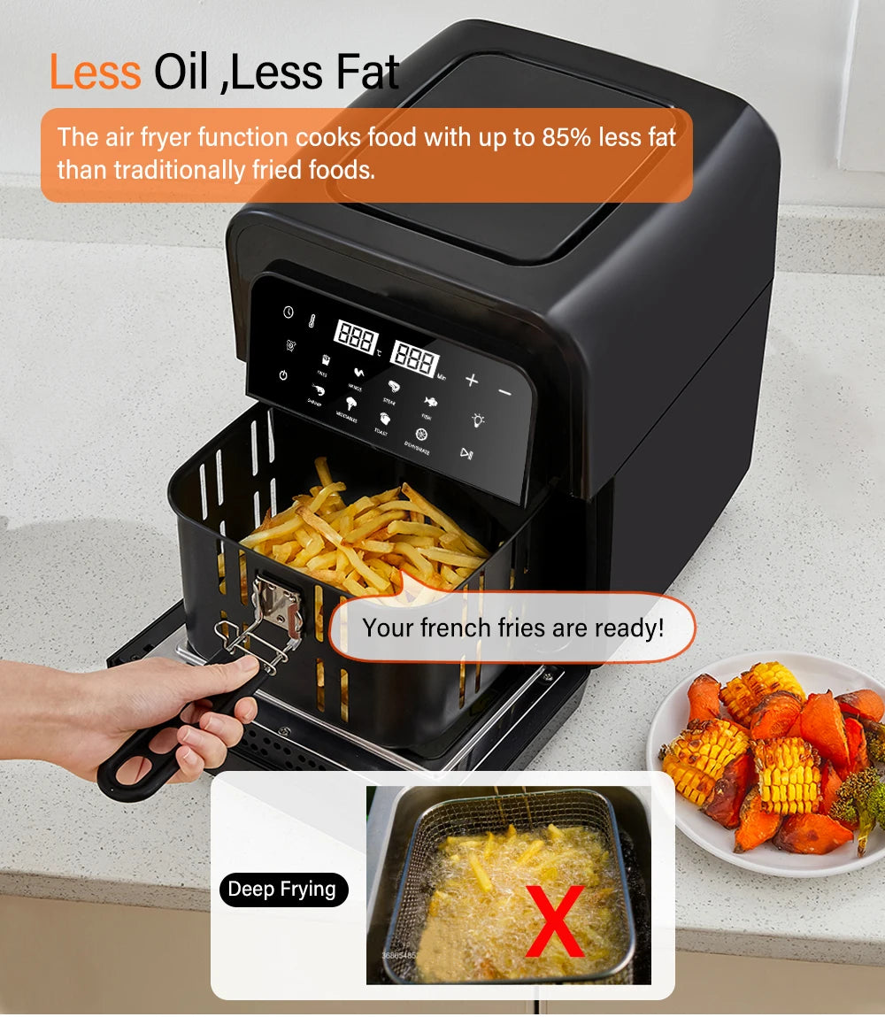 Friggitrice Ad Aria Multifunzionale BioloMix Da 7 Litri Senza Olio Forno Disidratatore Convezione Touch Screen