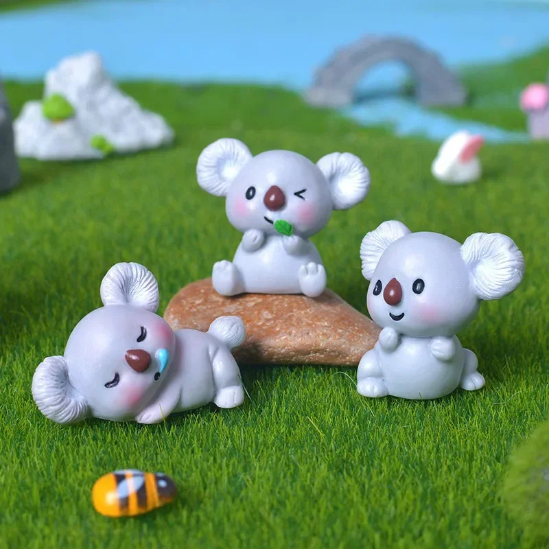Figurine Di Koala In Resina Cartone Animato Paesaggio Decorazioni Domestiche Per Camera E Scrivania Set 4 12 20 Pezzi