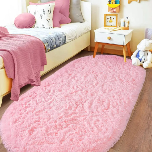 Tappeto ovale in tinta unita VIKAMA, morbido, caldo e antiscivolo, per ingresso, corridoio, tappetino per porta, camera da letto, tappeto per comodino, decorazione per la casa