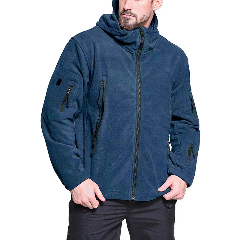 Giacca Invernale In Pile Tattico Da Uomo Calda Con Cappuccio Esterno Polare Escursionismo Sportiva Casual Con Zip