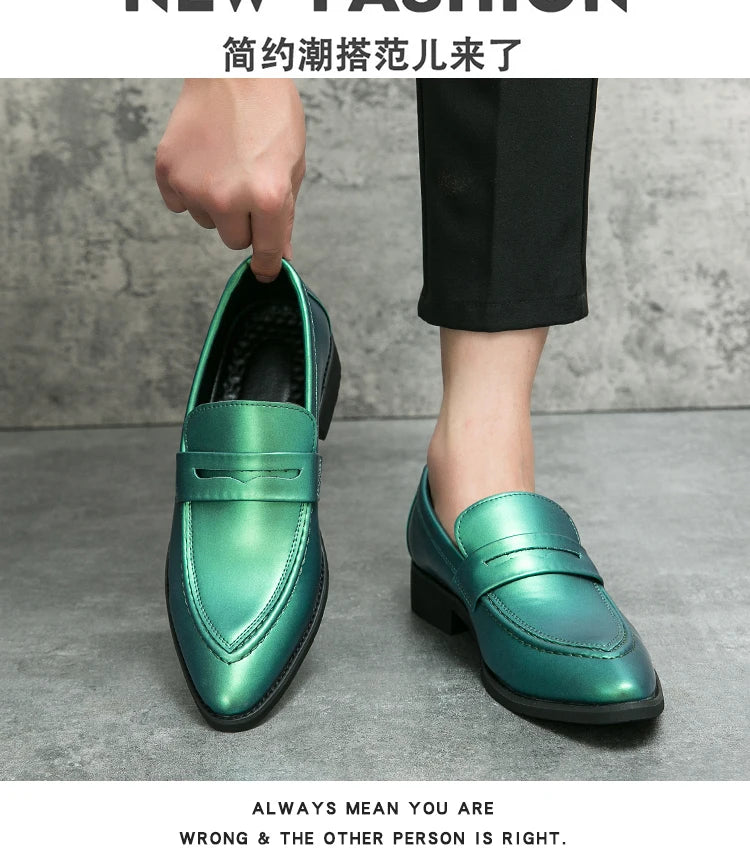 Scarpe Da Uomo In Pelle Oxford Verdi E Viola Scarpe Da Lavoro Classiche Mocassini Casual Eleganti