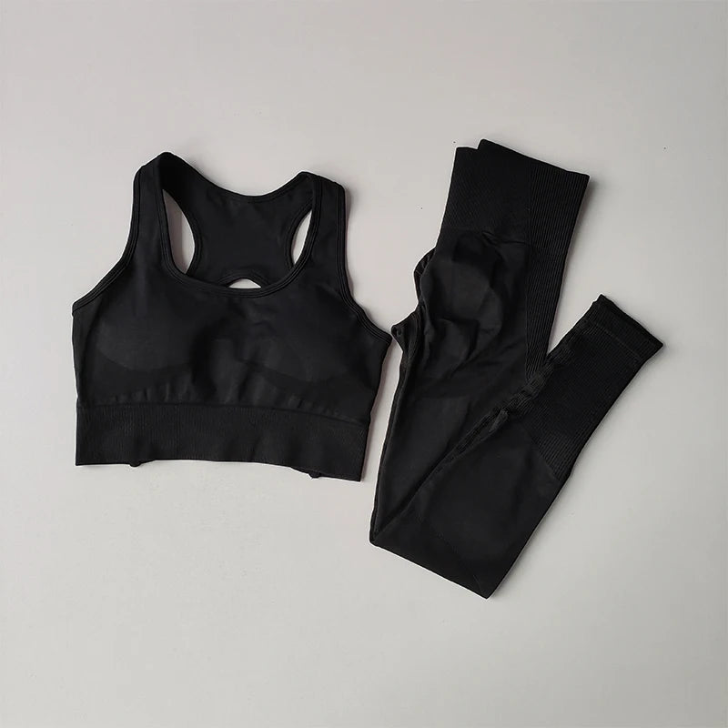 Reggiseno Sportivo Donna 2 Pezzi Set Canotta Fitness Reggiseno Antiurto Leggings Corsa Tuta Yoga Bellissimo Posteriore