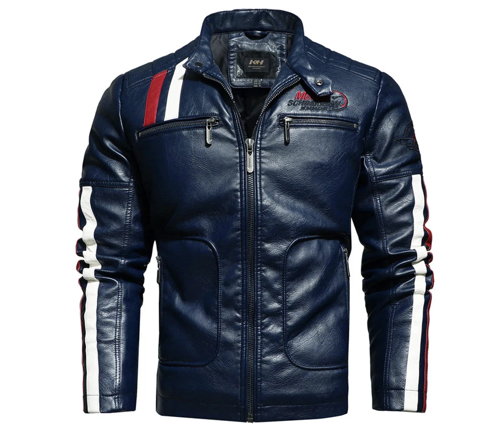 Dimusi Giacche Invernali Uomo In PU Stile Moto Vintage Cerniera Ecopelle Biker Con Cappuccio Nero Blu Rosso Vino