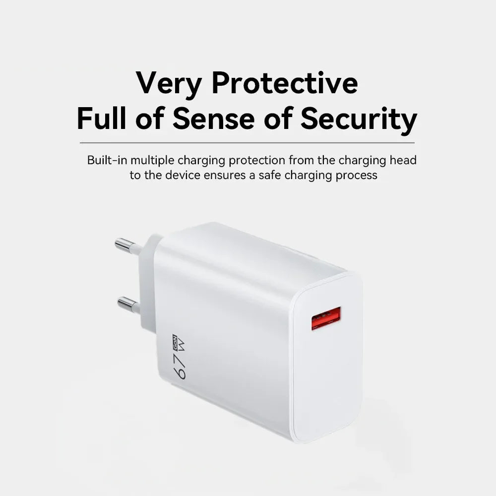 Caricabatterie USB 67W Per Xiaomi 14 13 12 11 Mi Poco Redmi Note 10 9 Pro 6A Adattatore Muro Cavo USB C Ricarica Turbo
