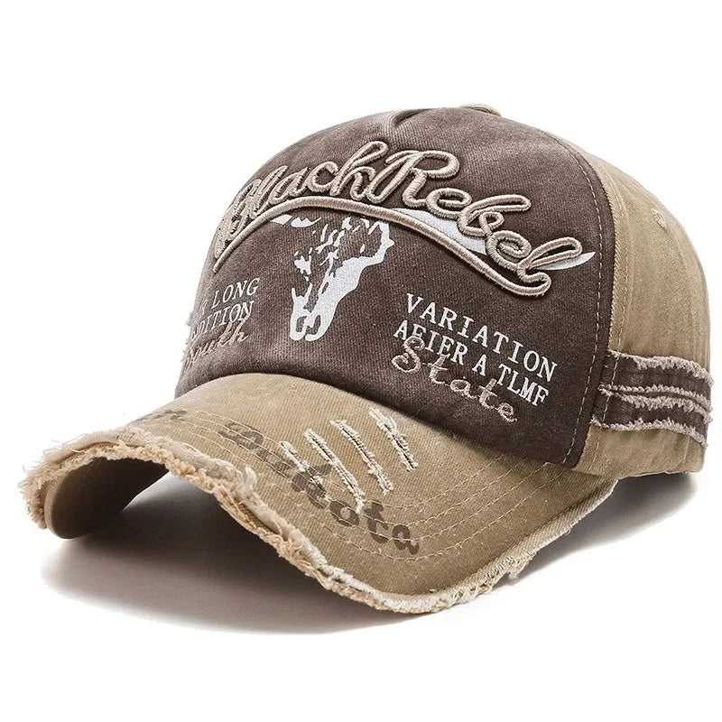 Berretto Baseball Unisex Cotone Lavato Ricamo Testa di Mucca e Lettera Vintage Protezione Solare Uomo Donna