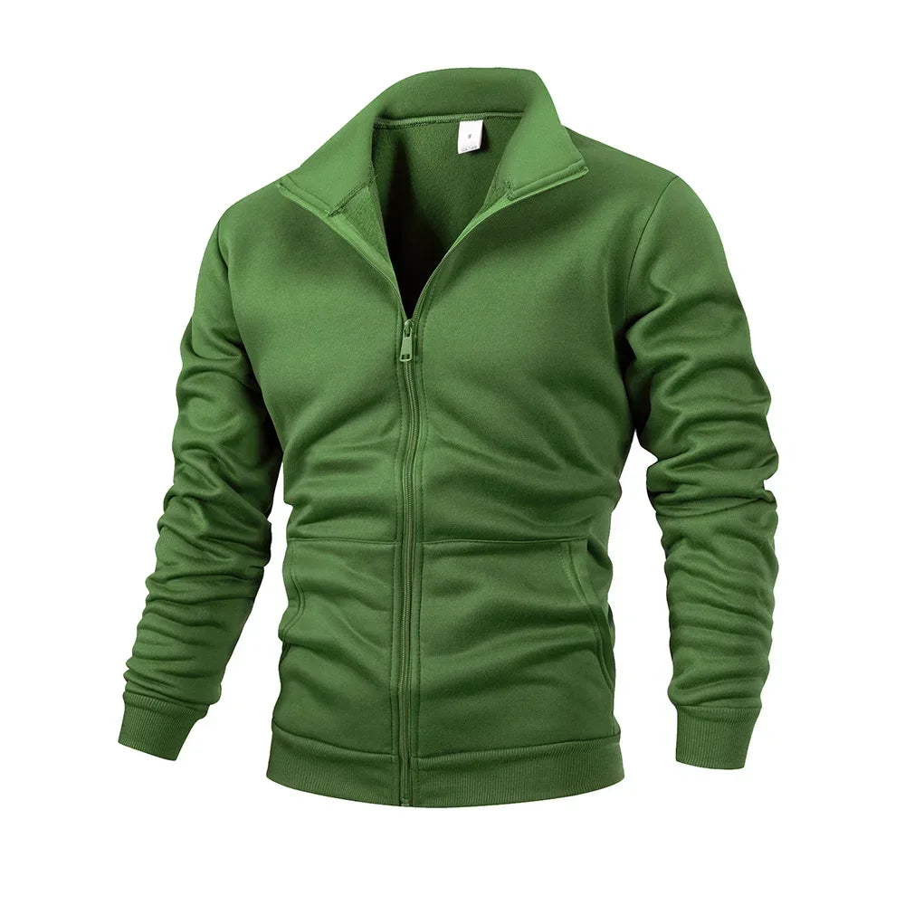 Giacca Uomo Con Cerniera Slim Fit Esterno Streetwear Tinta Unita Calda A Maniche Lunghe Per Primavera Autunno