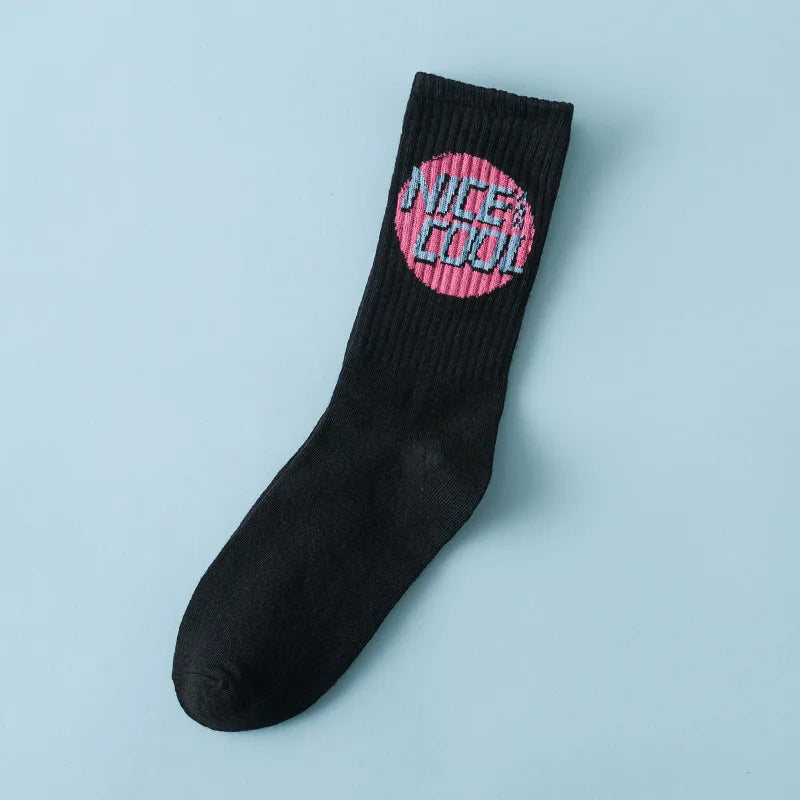 Calzini A Tubo Unisex Multicolore Traspiranti Con Alfabeti Per Sport Hip Hop Street Coppie