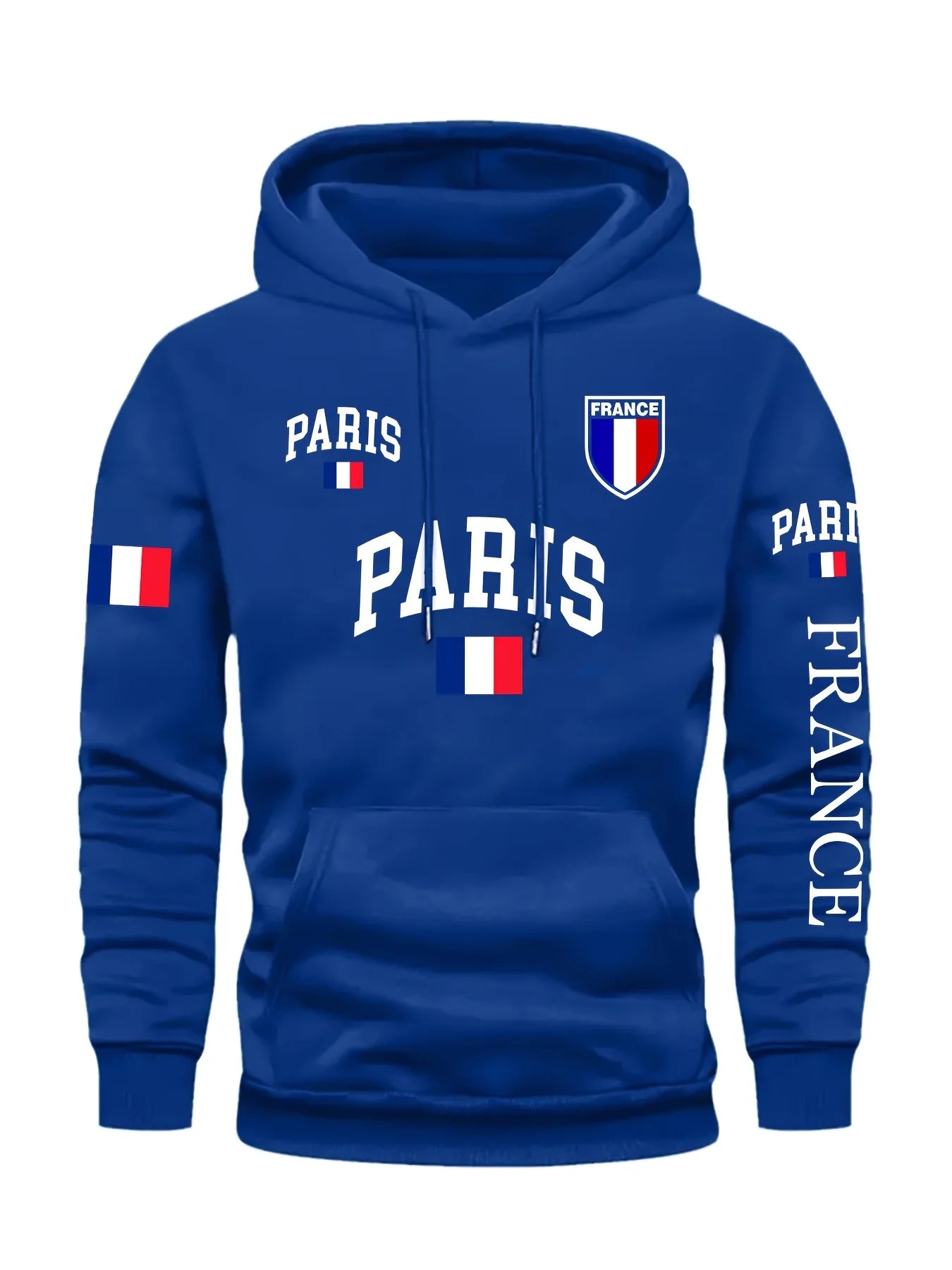 Felpa con Cappuccio da Donna Bandiera di Parigi Stampata Autunno Inverno Abbigliamento Casual Caldo Confortevole