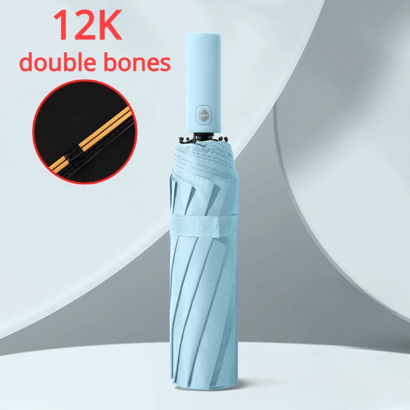 Ombrello Antivento Automatico Pieghevole Rinforzato Con 72 Stecche Protezione UV Per Adulti