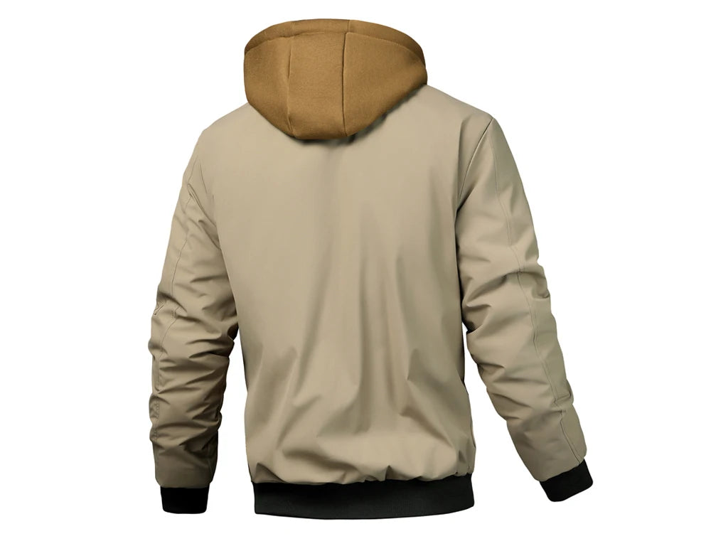 Giacca Bomber Calda Uomo Autunno Inverno Outdoor Con Cappuccio E Cerniera Termica Parka Sportiva