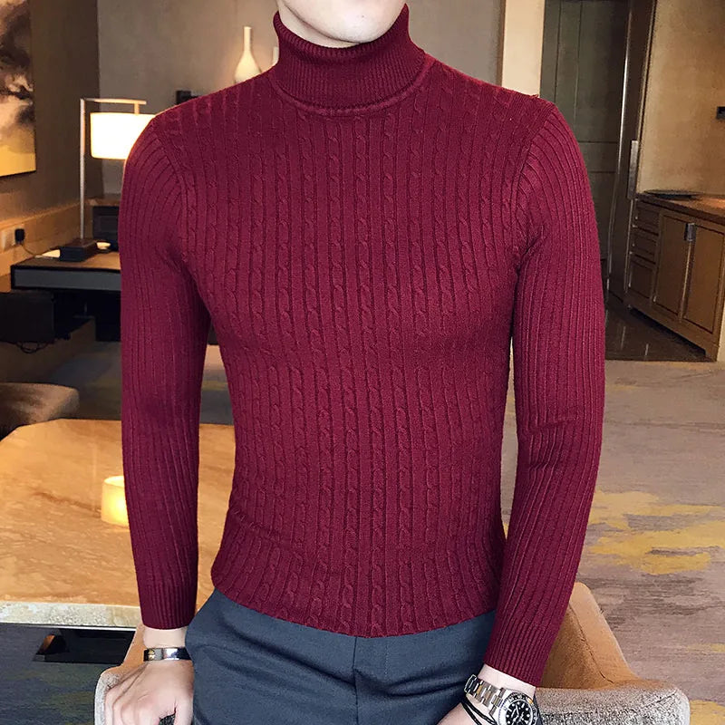 Maglione Invernale Spesso Caldo Collo Alto Dolcevita Uomo Slim Fit Maglieria Da Uomo Doppio Colletto Maschile