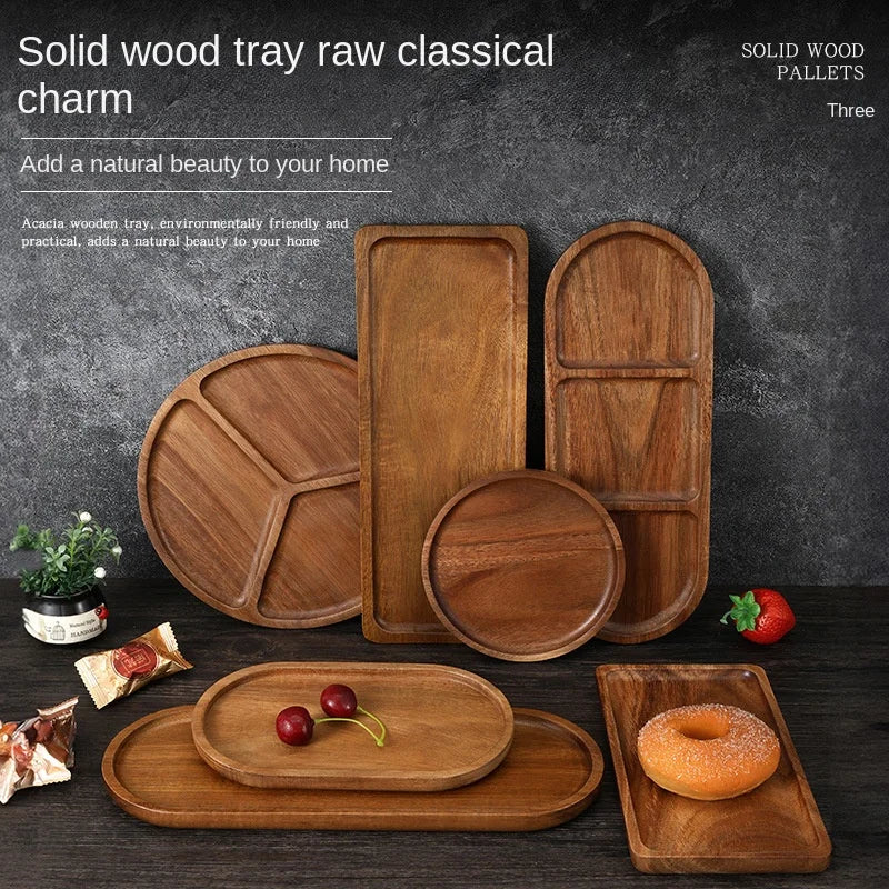Piatto Di Frutta Giapponese In Legno Massello Rotondo Vassoio Snack Multidimensionale Ad Alto Valore Allingrosso