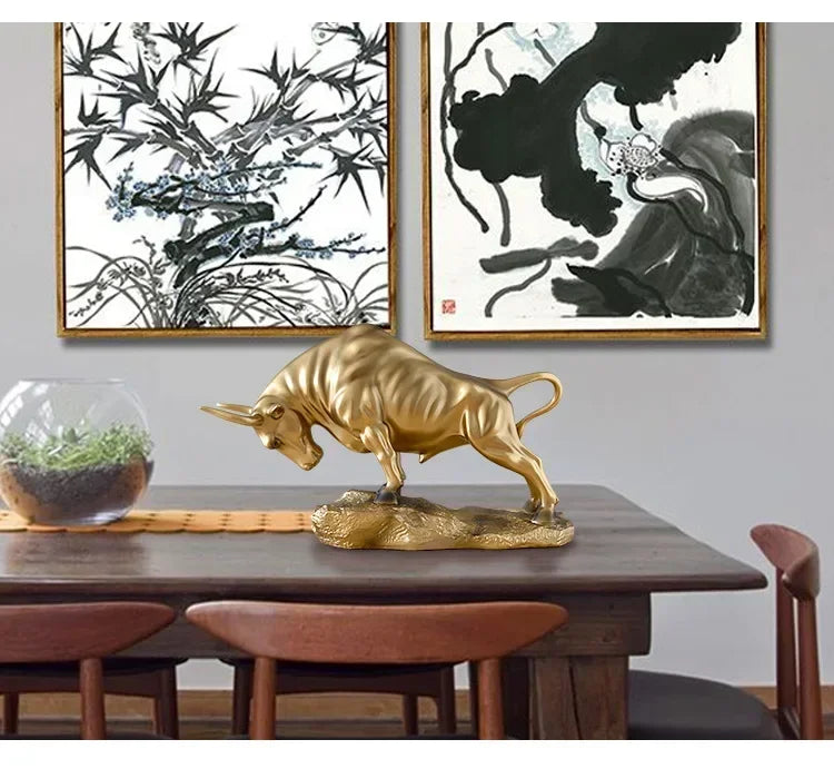 Statua di Toro Portafortuna di Lusso, Scultura Moderna per il Segno Zodiacale Toro, Decorazione da Scrivania per Uomini, Esposizione per Casa e Ufficio, Regalo Artistico