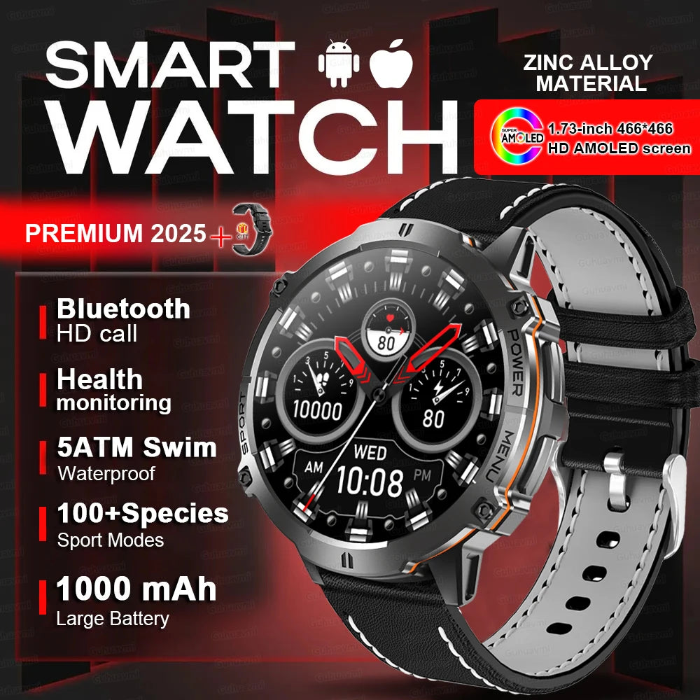 Smartwatch Da Uomo Militare T Rex 3 2025 HD AMOLED Chiamata Bluetooth Impermeabile 10 ATM 1000mAh Fitness All Aperto