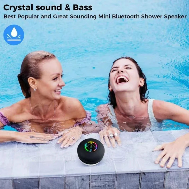 Altoparlante Bluetooth Senza Fili Ventosa Impermeabile Per Doccia Con Luce LED Ricarica USB Per Bagni E Viaggi