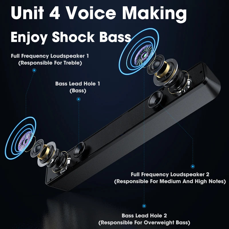 Soundbar Bluetooth Wireless Per Computer PC TV Laptop Desktop Altoparlante Portatile Musica Sistema Audio Caixa De Som