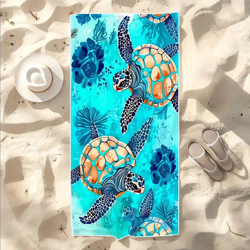 Asciugamano Da Spiaggia In Microfibra Coral Turtle Ultra Assorbente Leggero Asciugatura Rapida Senza Sabbia Palestra
