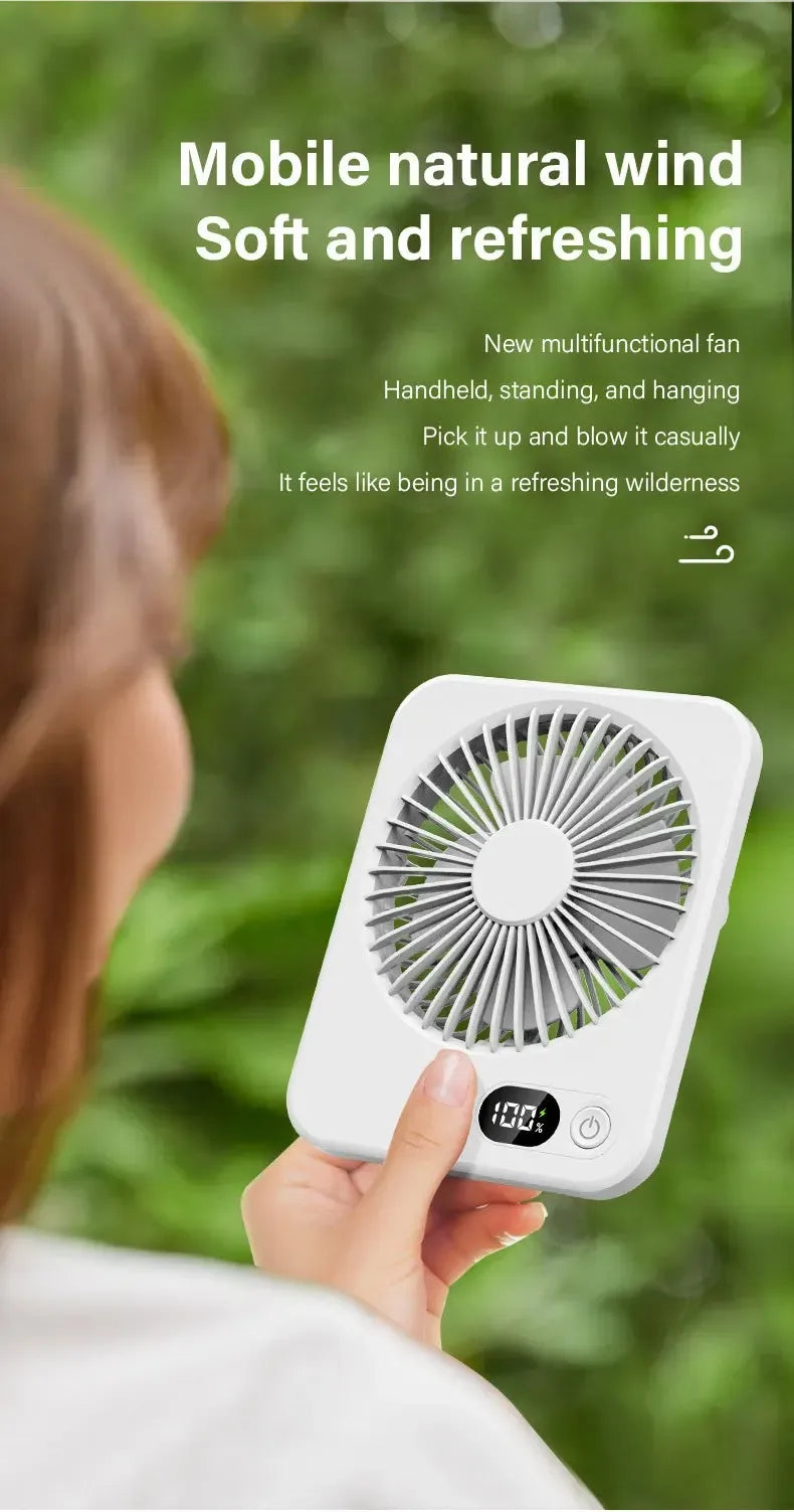 Ventilatore Da Tavolo Portatile Silenzioso Con Display Regolabile Ricaricabile A Cinque Velocità Pieghevole Da Scrivania