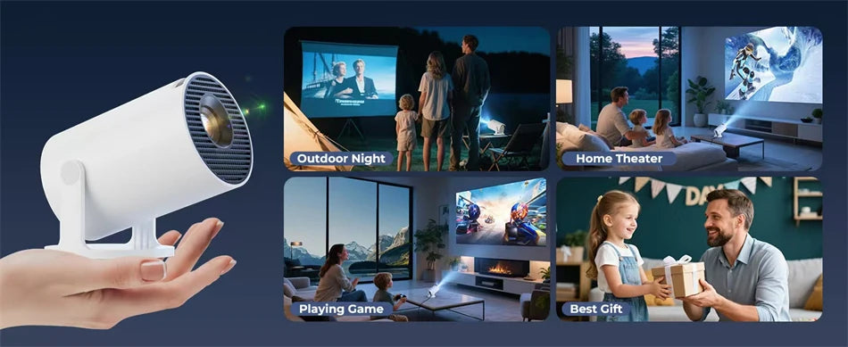Nuovo Proiettore HY300 2026 4K Android 11 WiFi 6 290 ANSI Allwinner H713 BT5.0 Portatile per Esterni Cinema