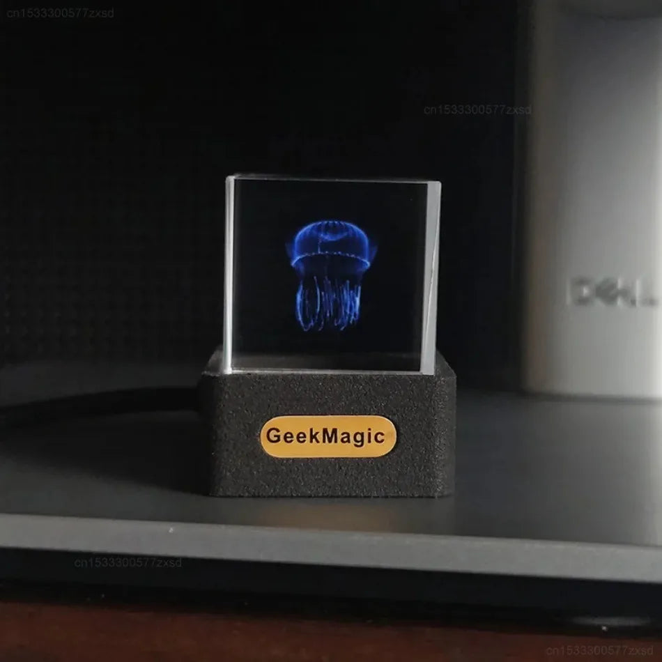 GeekMagic GifTV Crystal Cube Display Fotografico Stazione Meteorologica Intelligente Olografica Orologio Digitale Con Animazioni Regalo