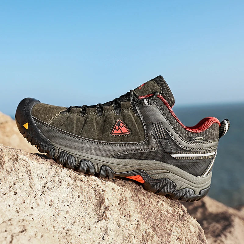 HikeUp Scarpe Da Trekking Da Uomo In Pelle Resistente Di Alta Qualità Con Suola In Gomma E Presa Di Fabbrica Per Esterni