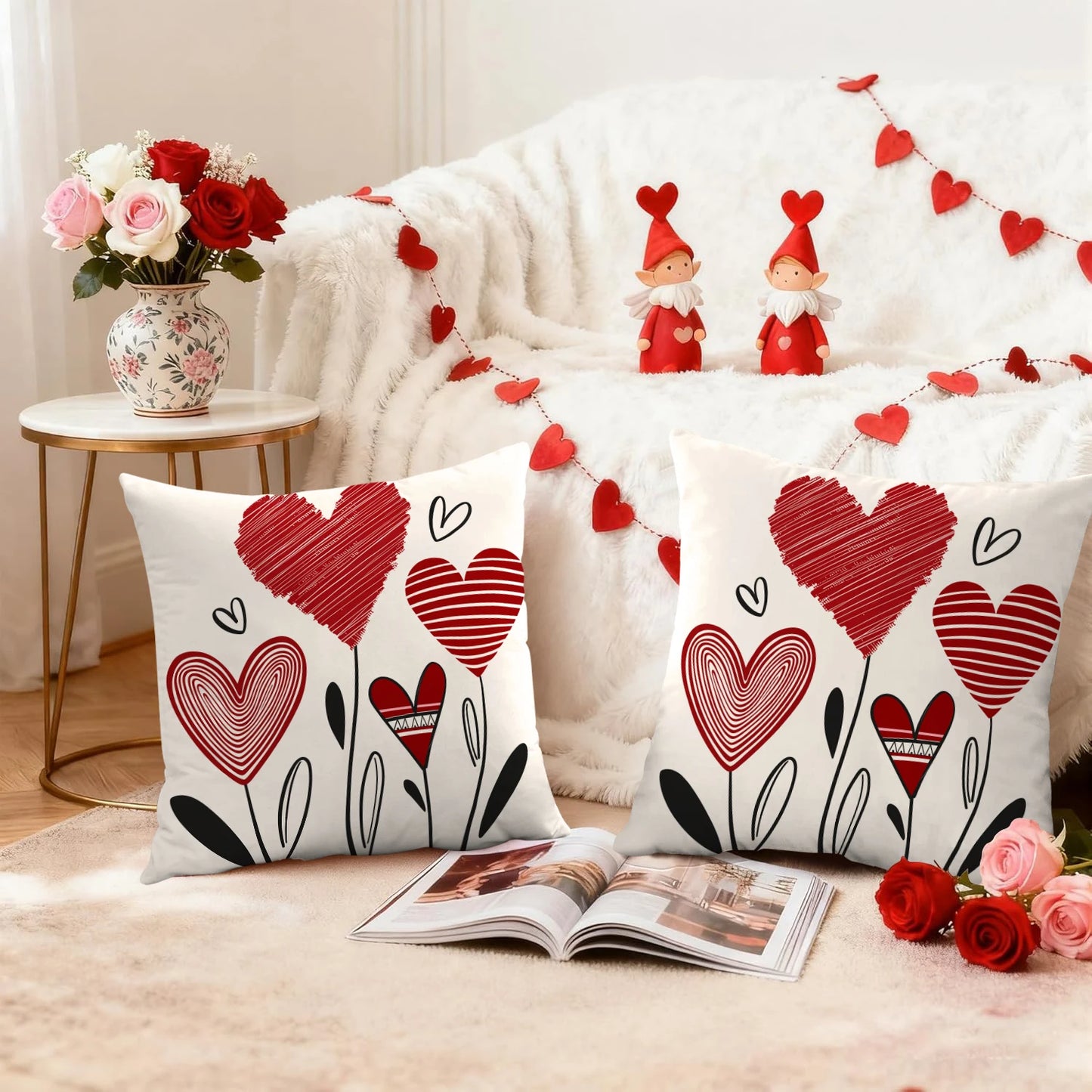 Due Fodere Per Cuscino San Valentino Con Busta D Amore Per Decorazione Divano E Anniversario Di Matrimonio