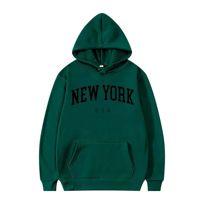 Felpe Con Cappuccio Uomo Donna New York City Stampe Lettere Grafica Casual Harajuku Pullover Abbigliamento Sportivo