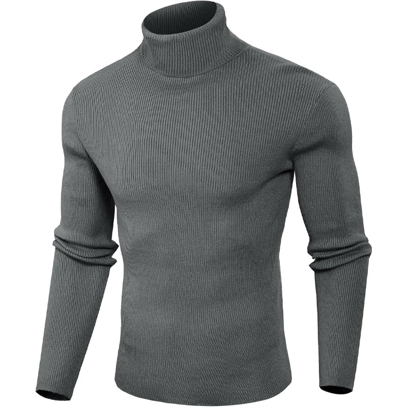 Dolcevita Di Lana Rigata Da Uomo Caldo Pullover In Maglia Casual Senza Cappuccio