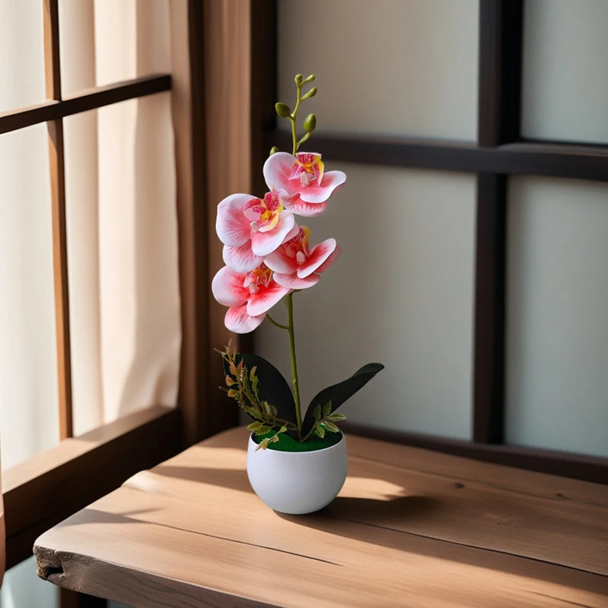 Pianta In Vaso Di Orchidea Artificiale Realistica Con Vaso Di Plastica Per Decorazione Centrotavola Tavolo Per Ufficio