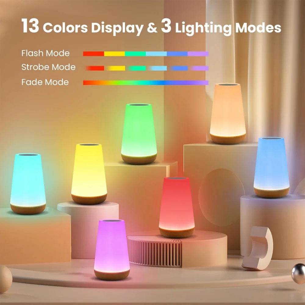 Lampada Tattile Dimmerabile Ricaricabile USB Da Comodino Da Tavolo Portatile Per Camera Da Letto 13 Colori RGB