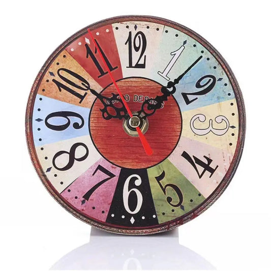 Orologio Da Parete Vintage Rotondo In Legno MDF 12 Cm Per Decorazione Soggiorno Elegante