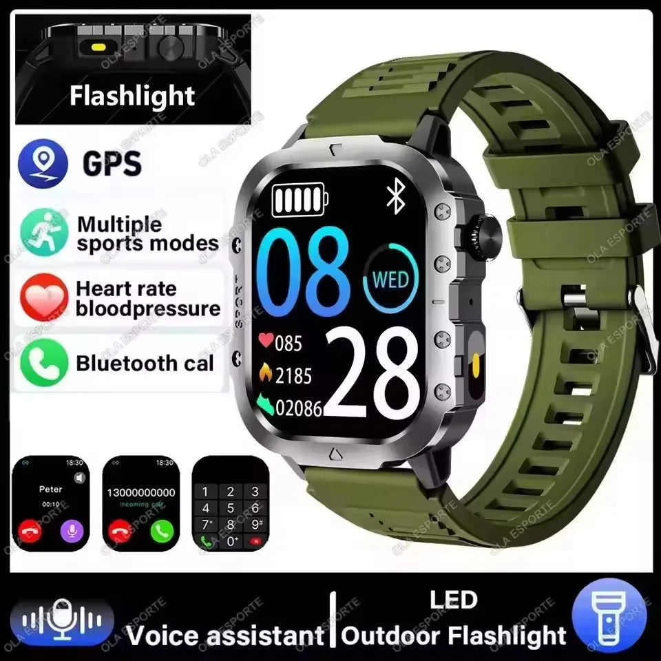 Smartwatch Militare Robusto 2026 Con GPS Chiamate Bluetooth Monitoraggio Salute Fitness Impermeabile 5ATM Per Uomo HW12
